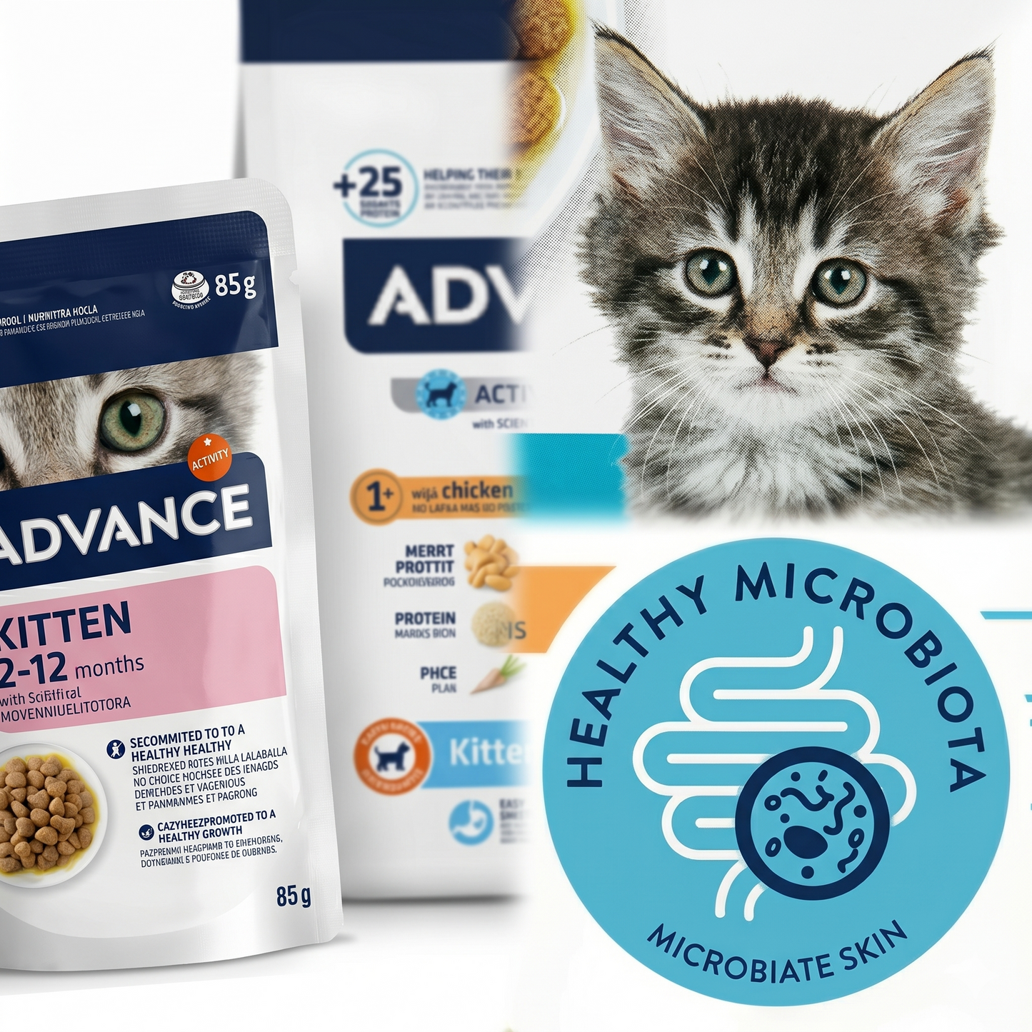 Advance Cat Kitten Chicken/Rice Starterpack met 2 Pouches Natvoeding | 1,5kg + 2x85g