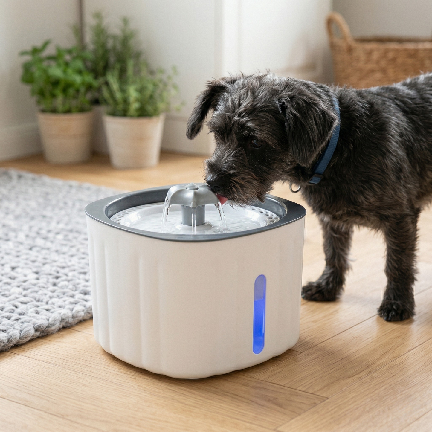 Trixie Drinkfontein Flower Kat & Hond met Filter en Niveau-indicator | Wit/Grijs 2L
