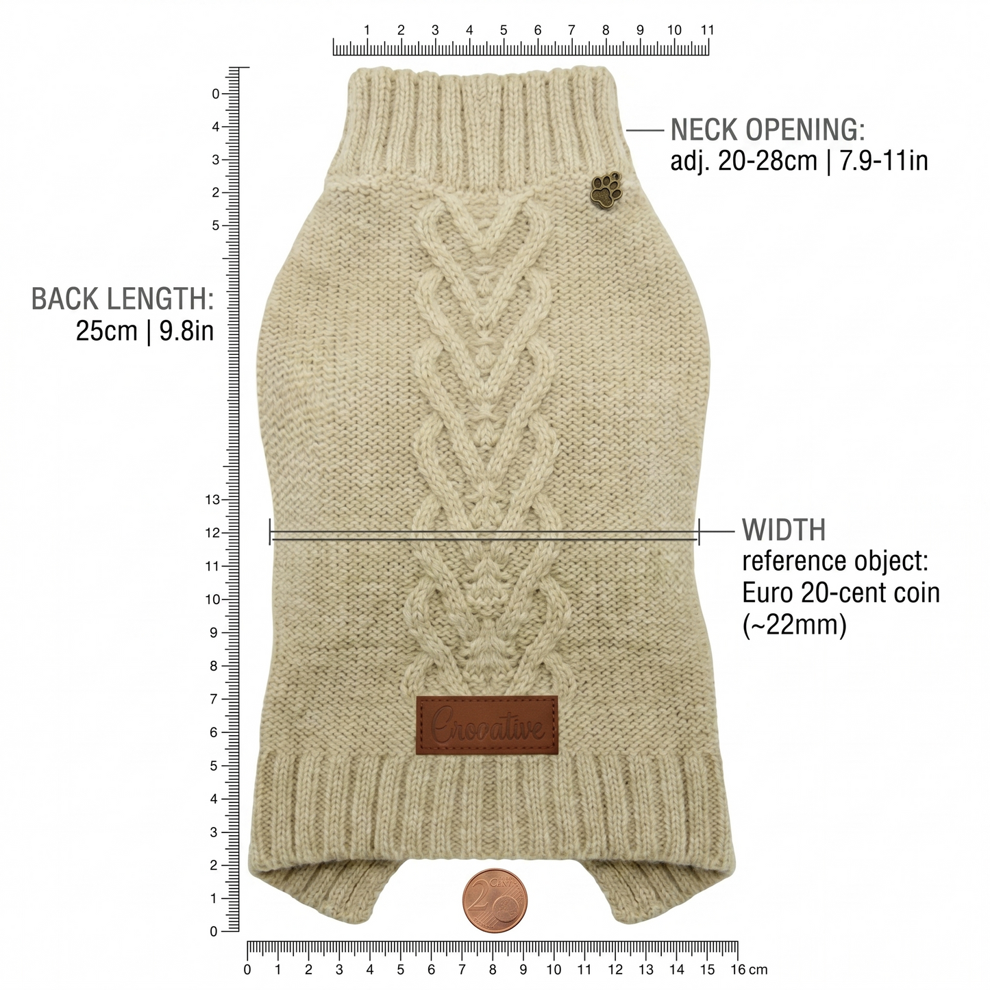 Croci Homy Celtic Hondentrui Warm & Stijlvol met Aanlijning | Creme 25cm