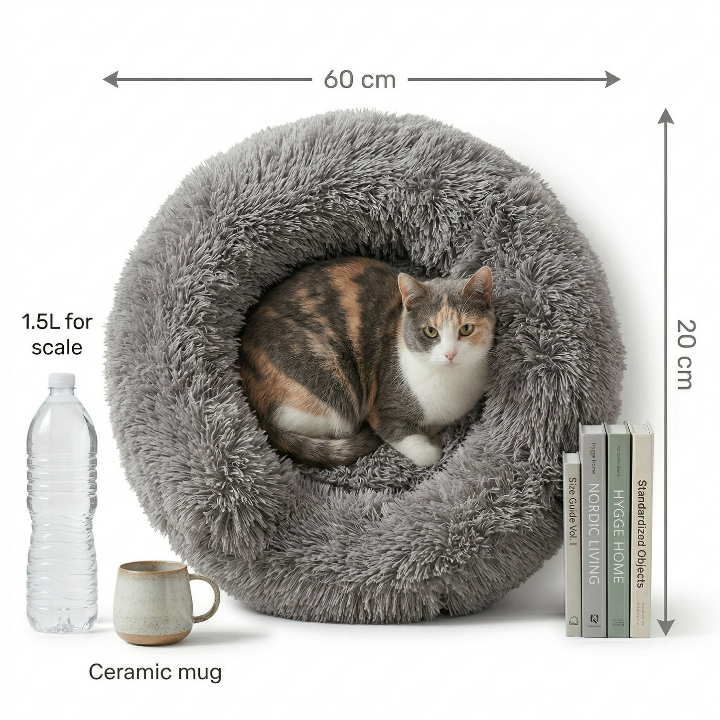 Croci Sofa Kattenmand Bicolor Rond Pluche met Wasbare Hoes | Beige 45x45x9cm