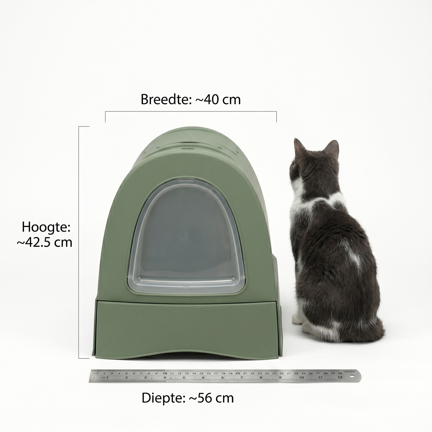 Imac Zuma Kattenbak Gerecycled Plastic met Schuiflade | Groen