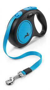 Flexi New Classic Neon Rollijn Tape Reflecterend Hond | Zwart/Blauw S 5m