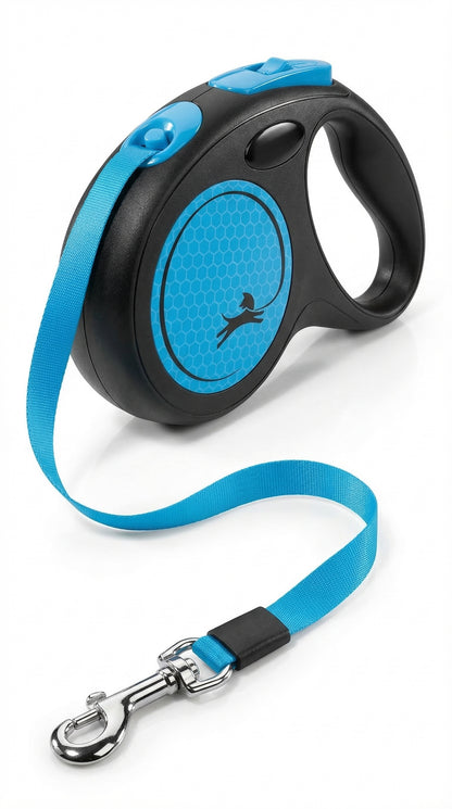 Flexi New Classic Neon Rollijn Tape Reflecterend Hond | Zwart/Blauw S 5m