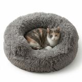 Croci Sofa Kattenmand Bicolor Rond Pluche met Wasbare Hoes | Beige 45x45x9cm
