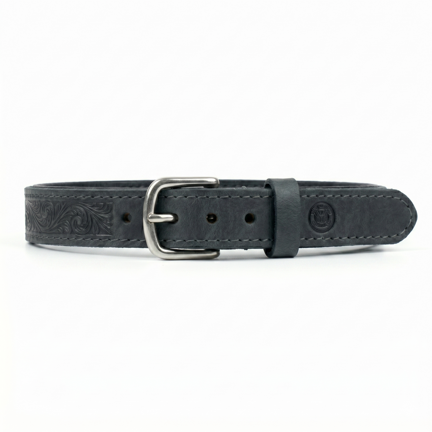 Sazzz Boho Vintage Hondenhalsband Breed Verstelbaar Leer | Antraciet 32-39x3cm