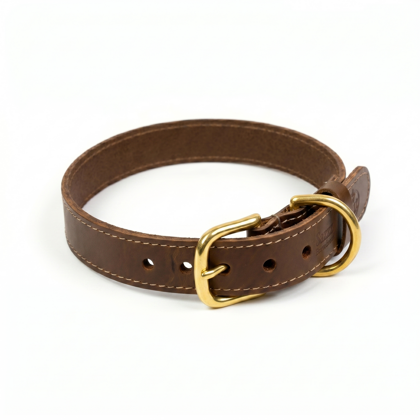 Sazzz Braveheart Classic Hondenhalsband Verstelbaar Leer | Zadel Bruin 33-39x2cm