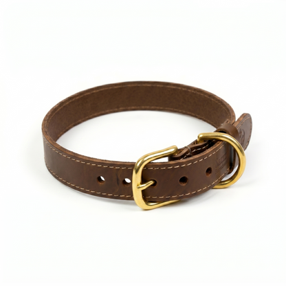 Sazzz Braveheart Classic Hondenhalsband Verstelbaar Leer | Zadel Bruin 33-39x2cm