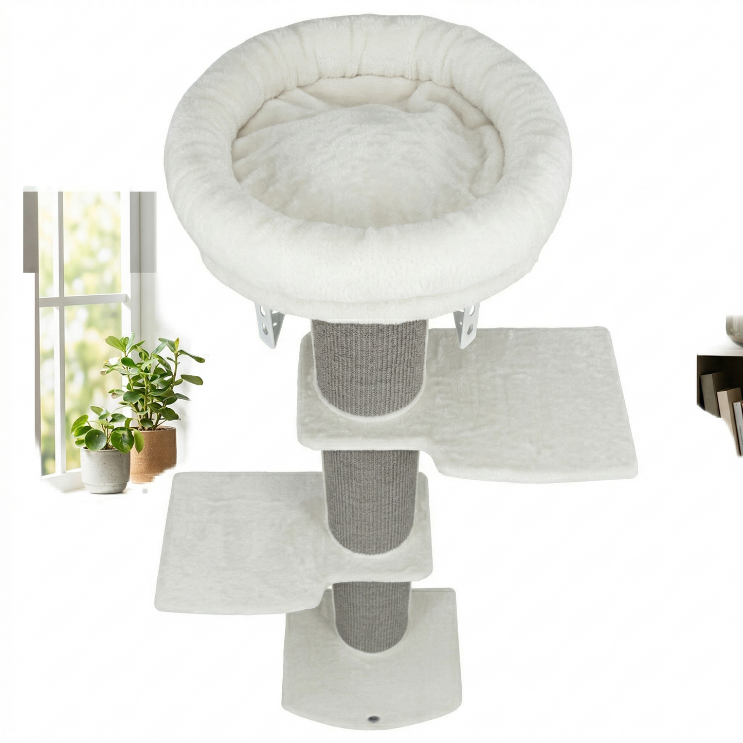 Trixie Krabpaal Acadia Wandmontage Sisal & Pluche met Relaxmand | Grijs 160cm