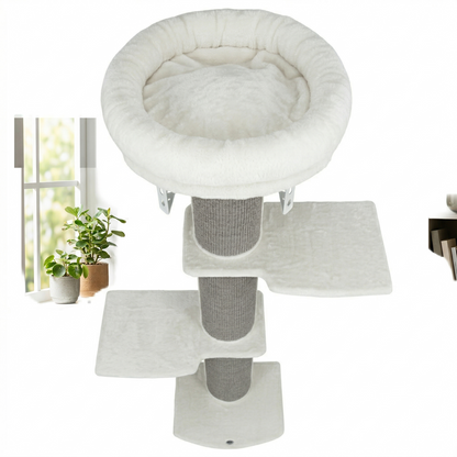 Trixie Krabpaal Acadia Wandmontage Sisal & Pluche met Relaxmand | Grijs 160cm
