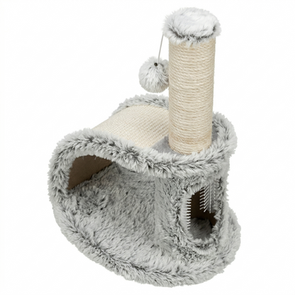 Trixie Junior Krabpaal Harvey Kitten met Massageborstel Jute & Pluche | Wit/Zwart 43cm