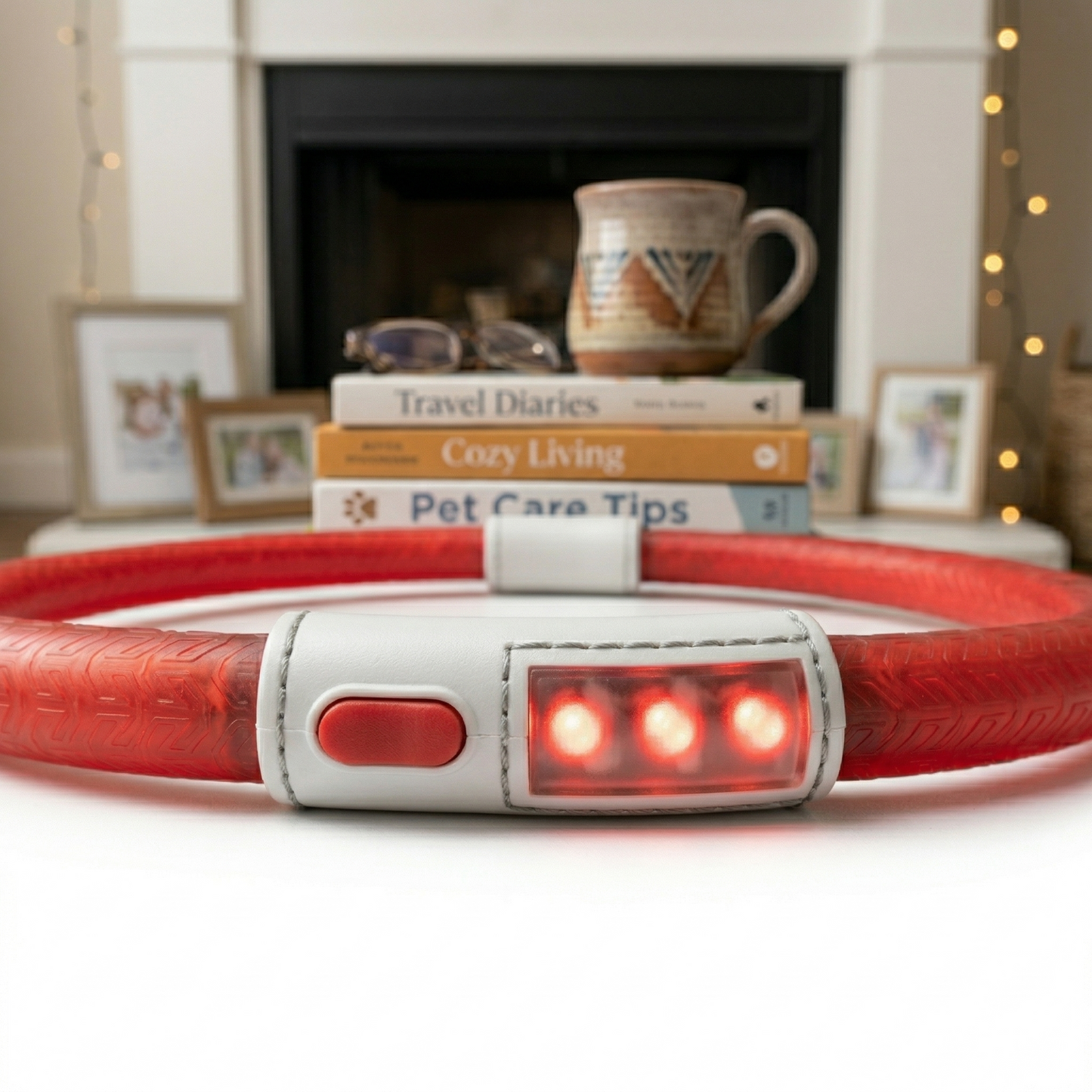 Trixie Flash Light Lichtgevende Halsband USB Oplaadbaar Spatwaterbestendig | Rood 70x1cm