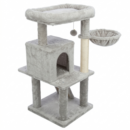Trixie Junior Krabpaal Pepito Compact met Schuilhuisje Hangmat & Ligmand | Grijs 98cm