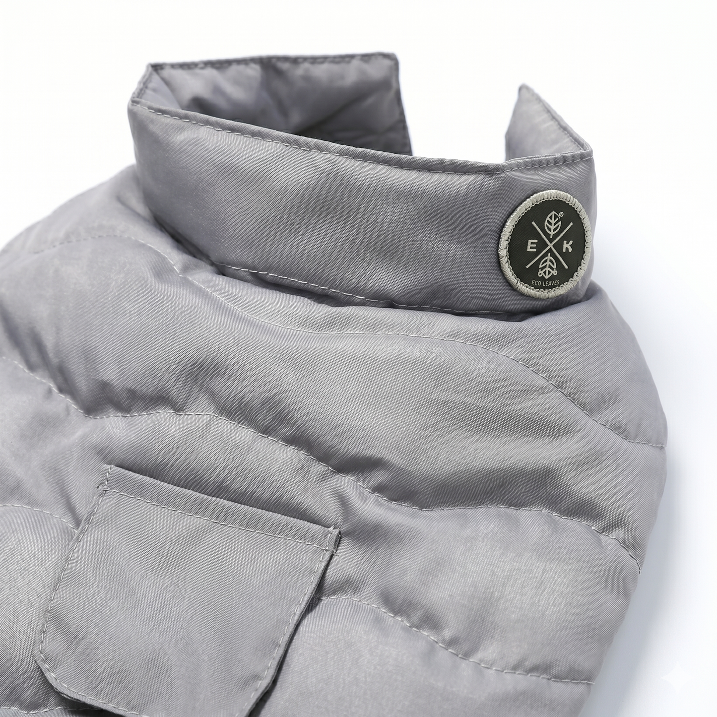 Croci Eco Leaves Hondenjas Gewatteerd Gerecycled Polyester Waterdicht | Grijs 45cm
