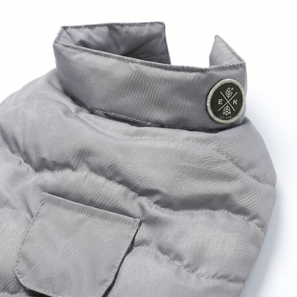 Croci Eco Leaves Hondenjas Gewatteerd Gerecycled Polyester Waterdicht | Grijs 45cm