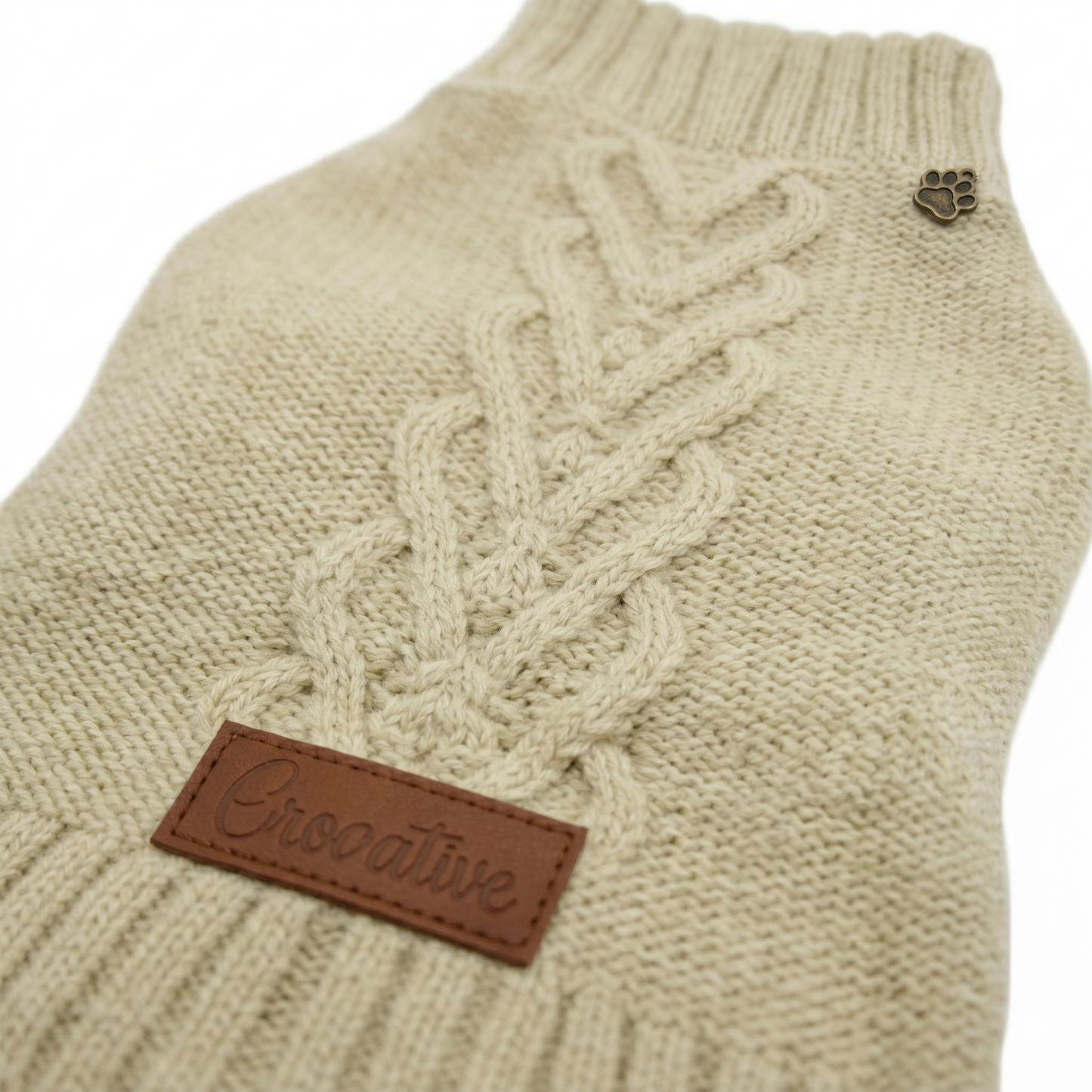 Croci Homy Celtic Hondentrui Warm & Stijlvol met Aanlijning | Creme 25cm