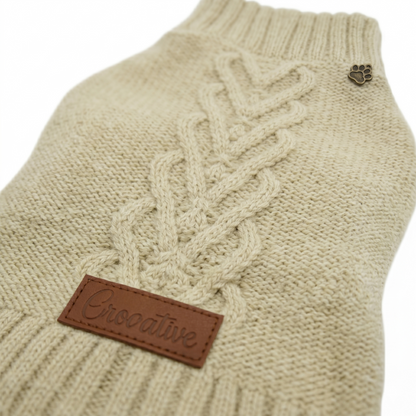 Croci Homy Celtic Hondentrui Warm & Stijlvol met Aanlijning | Creme 25cm