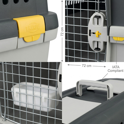 Trixie Transportbox Gulliver 4 IATA Vervoersbox Hond met Handvat | Lichtgrijs/Donkergrijs 72x52x51cm