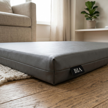 Bia Bed Orthopedisch Hondenmatras Grijs | Ligbed 73x50 cm | Kunstleren Hoes