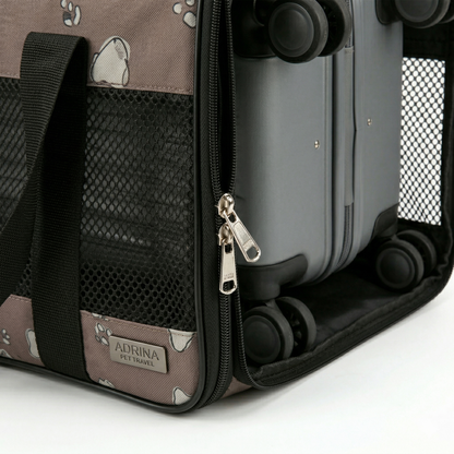 Trixie Adrina Draagtas met Print Hond & Kat tot 7kg | Bruin 42x26x27cm