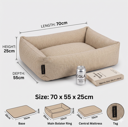 Baazis Hondenmand Comfort met Opstaande Randen Kleine Honden | Beige 62x49x15cm
