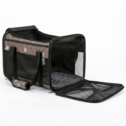 Trixie Adrina Draagtas met Print Hond & Kat tot 7kg | Bruin 42x26x27cm