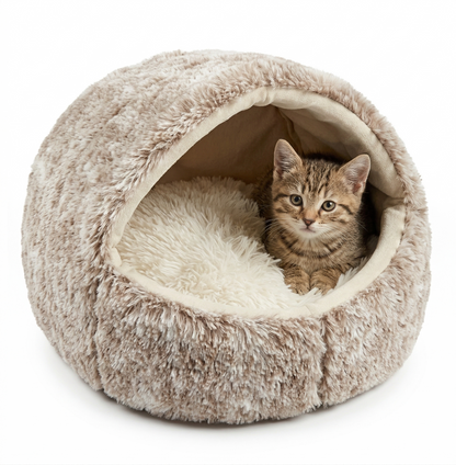 Croci Kattenmand Iglo Vormvrij met Afneembare Verstevigingsring | Beige/Wit Gemêleerd 50x35cm