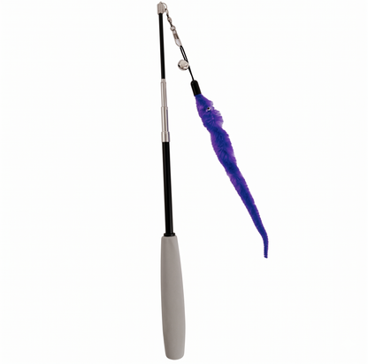 Easypets Uitschuifbare Kattenhengel Interactief Speelgoed met Worm | Paars 26-80cm