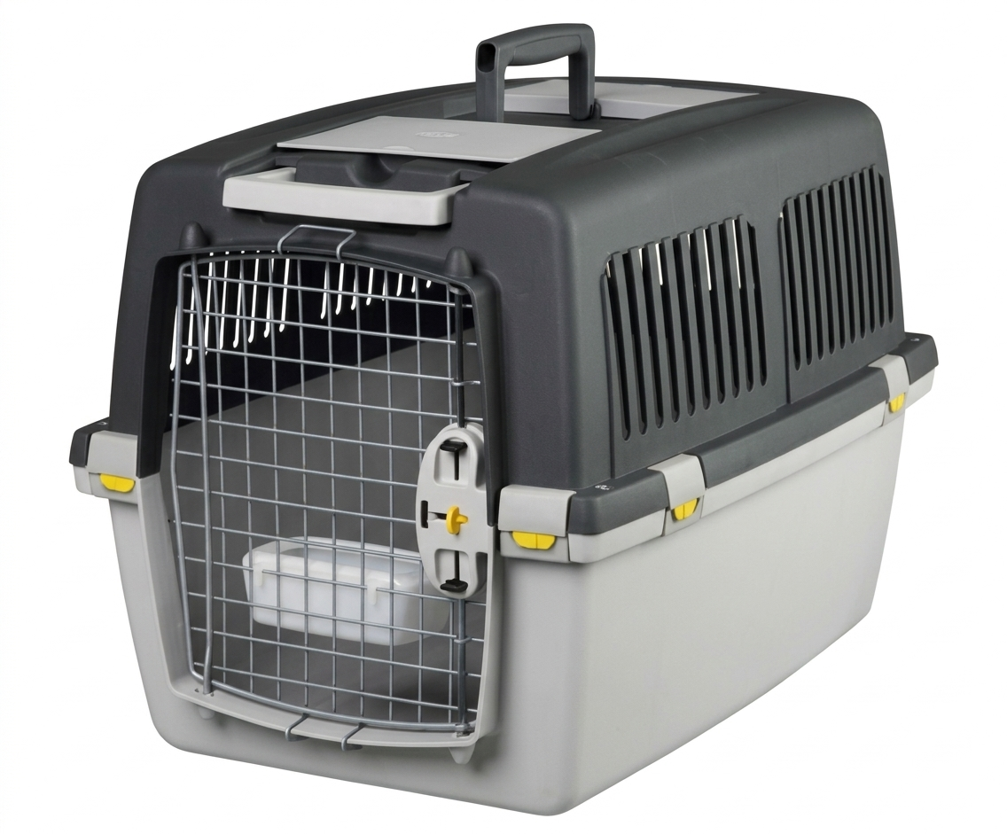 Trixie Transportbox Gulliver 4 IATA Vervoersbox Hond met Handvat | Lichtgrijs/Donkergrijs 72x52x51cm