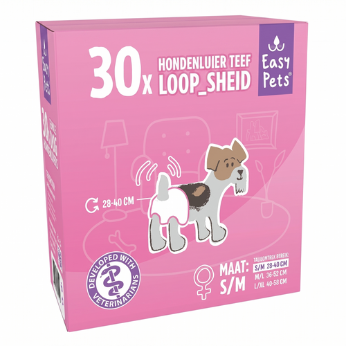 EasyPets Hondenluier Teef Super Absorberend Loopsheid & Incontinentie | S/M 30st