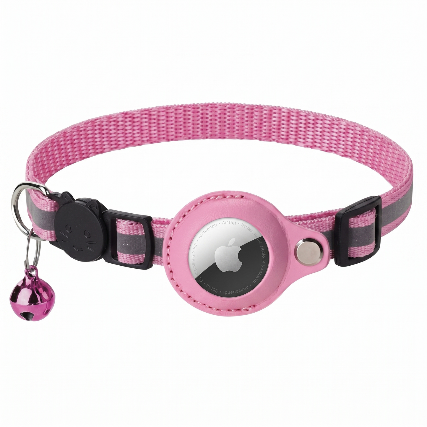 Croci Kattenhalsband met Airtag Houder Belletje & Veiligheidssluiting | Roze 19-26x1,5cm