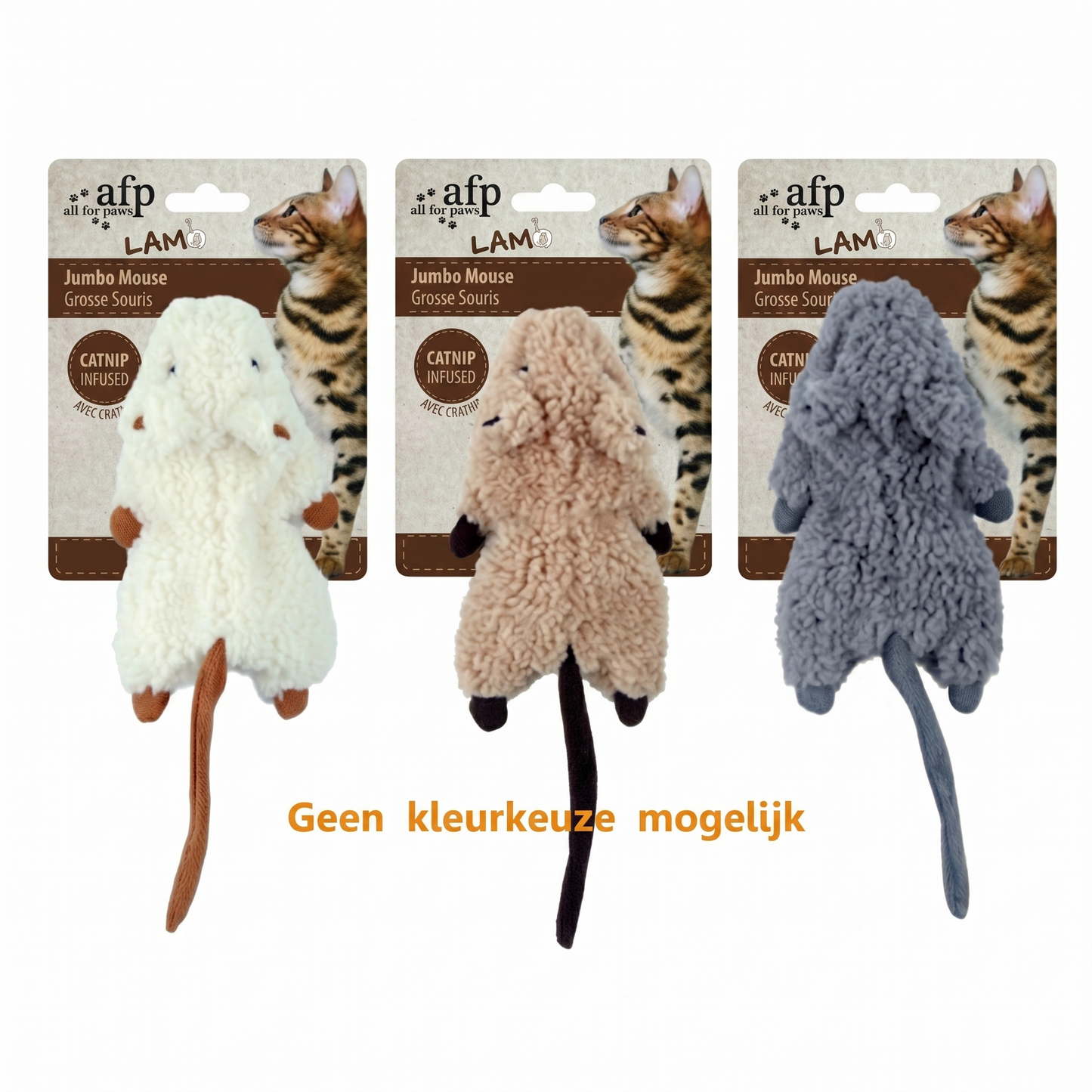 AFP Jumbo Crinkle Muis Lamswol Kattenspeelgoed met Catnip | Assorti