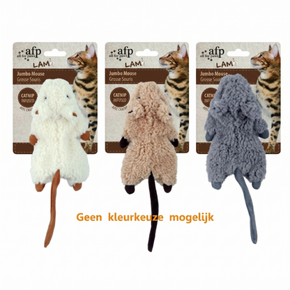 AFP Jumbo Crinkle Muis Lamswol Kattenspeelgoed met Catnip | Assorti