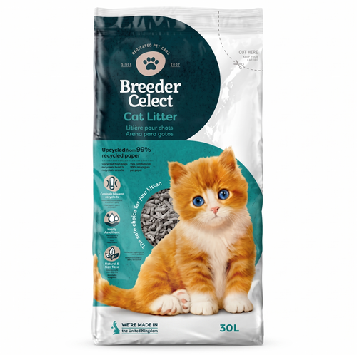 BreederCelect Gerecycled Kattenbakvulling Gerecycled Papier 30L