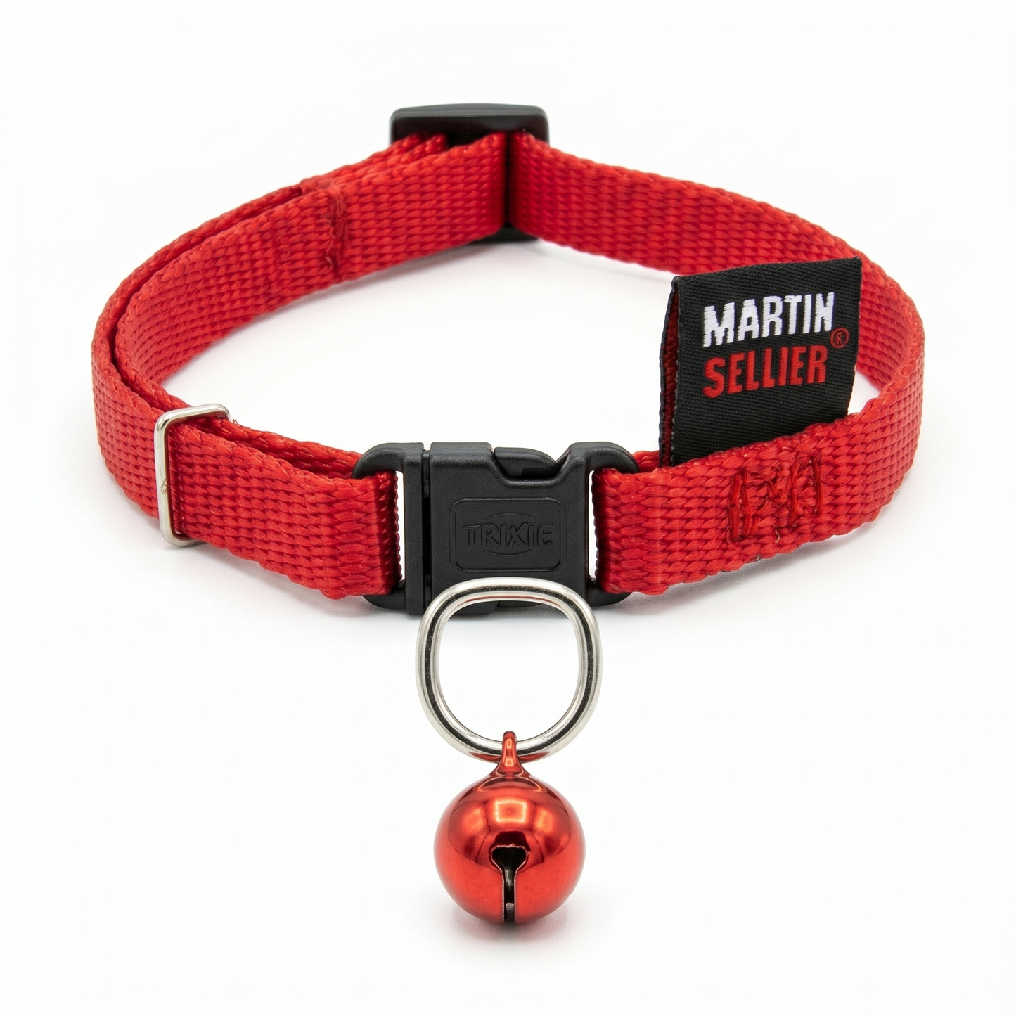 Kattenhalsband Nylon Uni met Wurgbeveiliging Belletje & Kliksluiting | Rood 20-30cm