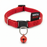 Kattenhalsband Nylon Uni met Wurgbeveiliging Belletje & Kliksluiting | Rood 20-30cm