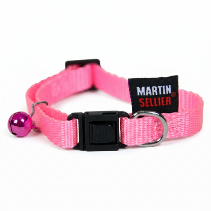 Kattenhalsband Nylon Uni met Wurgbeveiliging Belletje & Kliksluiting | Rood 20-30cm