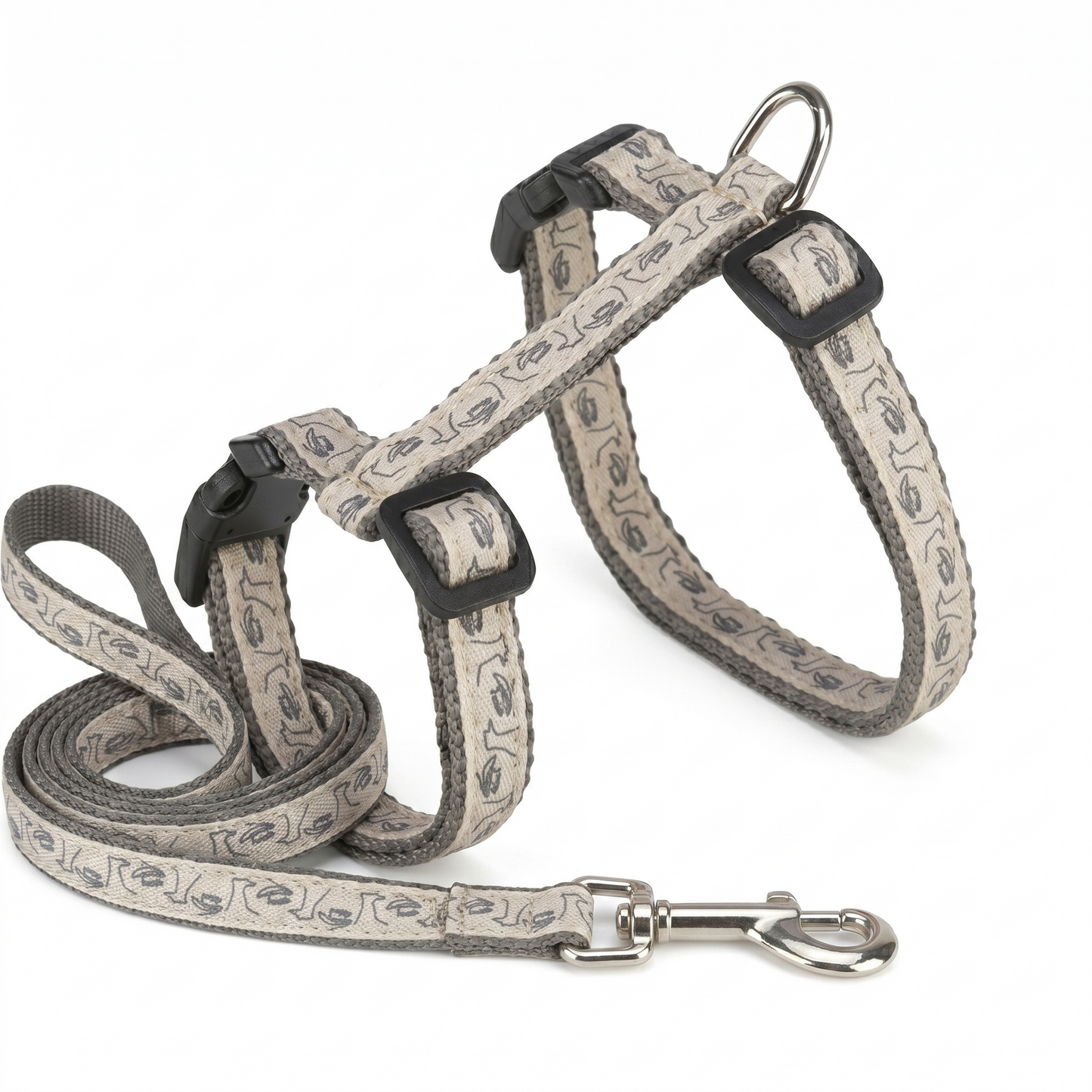 Trixie Kattentuig Verstelbaar met Veiligheidssluiting & Riem | Grijs/Beige 27-45cm