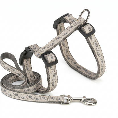 Trixie Kattentuig Verstelbaar met Veiligheidssluiting & Riem | Grijs/Beige 27-45cm