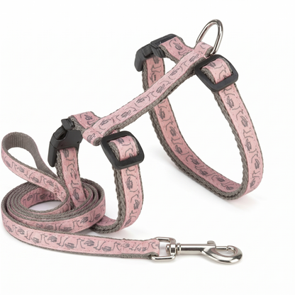 Trixie Kattentuig Verstelbaar met Veiligheidssluiting & Riem | Grijs/Beige 27-45cm