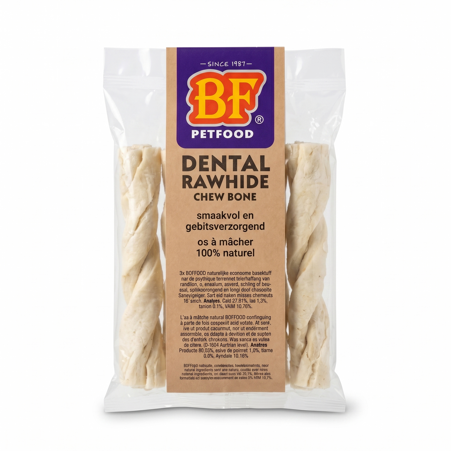 BF Petfood Kaantjes Stick Dental Natuurlijke Rawhide Kauwkluif Hond | 3 Stuks