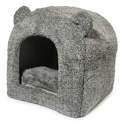 Rosewood 40 Winks Kattenmand Iglo Teddy Pluche met Antislip | Grijs 38x38x40cm