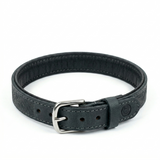 Sazzz Boho Vintage Hondenhalsband Breed Verstelbaar Leer | Antraciet 32-39x3cm