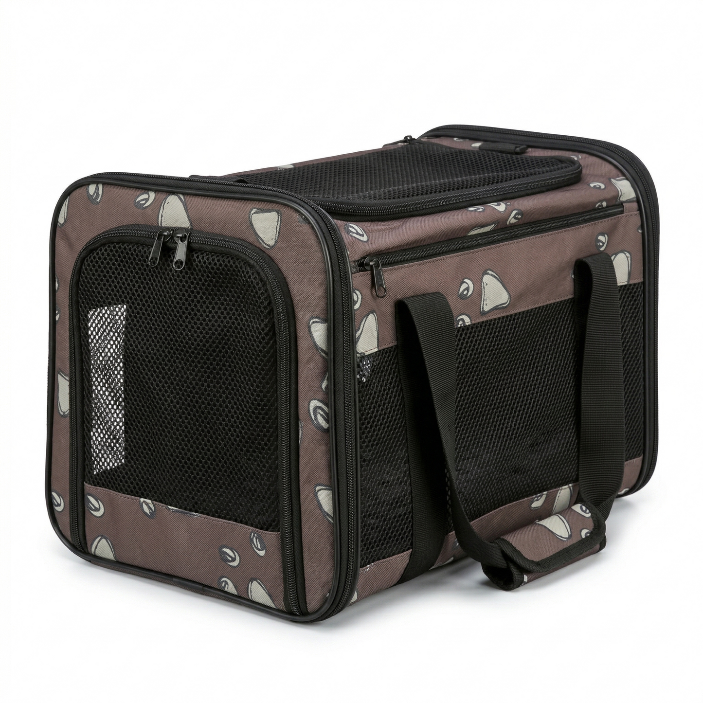 Trixie Adrina Draagtas met Print Hond & Kat tot 7kg | Bruin 42x26x27cm