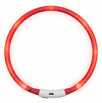 Trixie Flash Light Lichtgevende Halsband USB Oplaadbaar Spatwaterbestendig | Rood 70x1cm