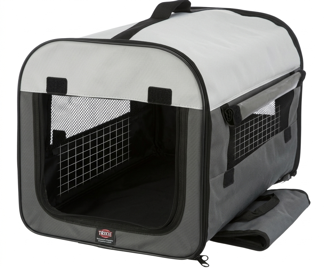 Trixie Reismand Opvouwbare Polyester Bench Hond & Kat met Transporttas | Grijs 55x65x80cm