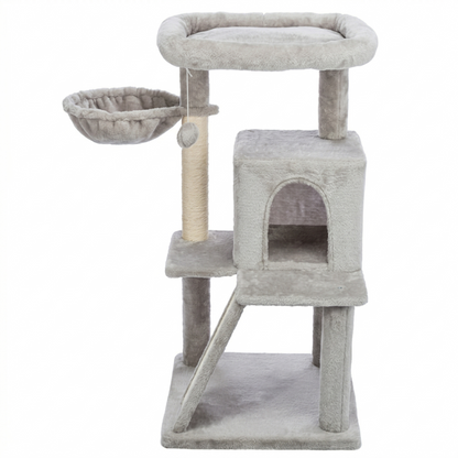 Trixie Junior Krabpaal Pepito Compact met Schuilhuisje Hangmat & Ligmand | Grijs 98cm