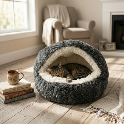 Croci Kattenmand Iglo Vormvrij met Afneembare Verstevigingsring | Beige/Wit Gemêleerd 50x35cm