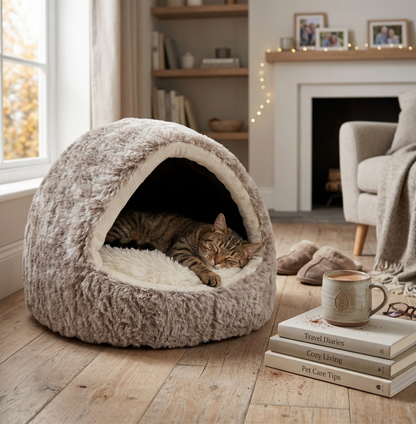Croci Kattenmand Iglo Vormvrij met Afneembare Verstevigingsring | Beige/Wit Gemêleerd 50x35cm