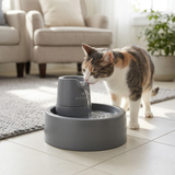 Eyenimal Waterfontein Kat & Kleine Hond Stromend Water | Grijs 1,5L