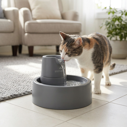 Eyenimal Waterfontein Kat & Kleine Hond Stromend Water | Grijs 1,5L